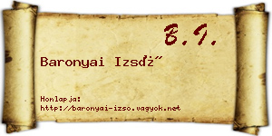 Baronyai Izsó névjegykártya